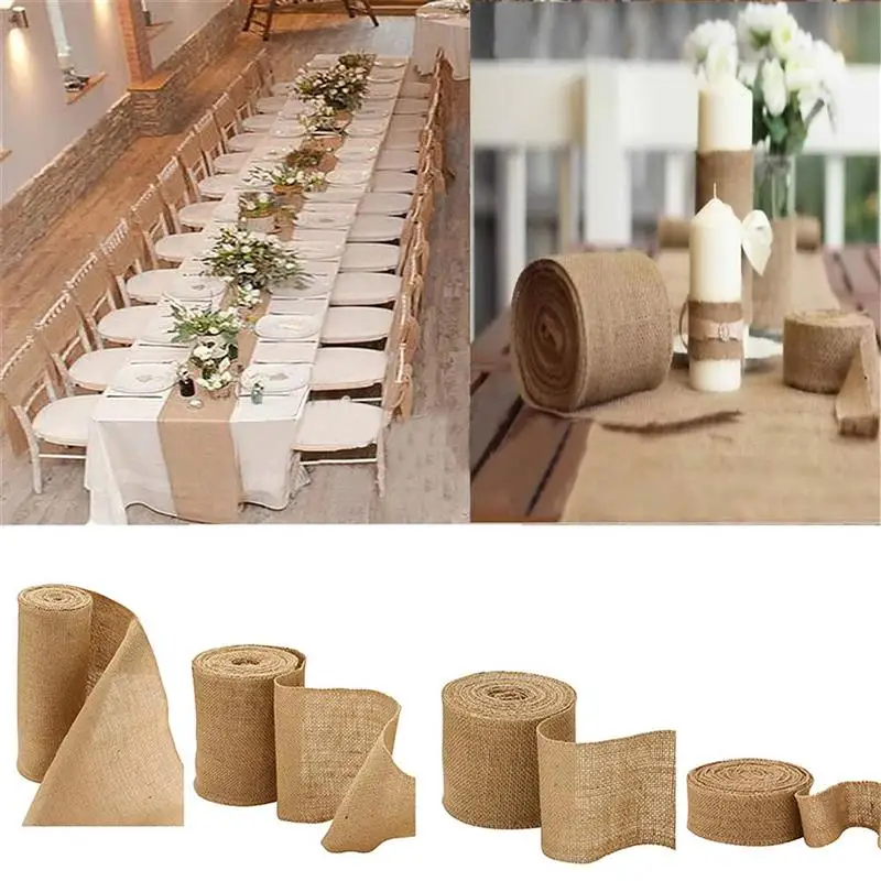 

1 Roll/10Meters Natural Ribbons Rustic Handmade DIY Craft Ribbons Pastoral Decorations Jute Burlap Wholesale Upholstery Supplies