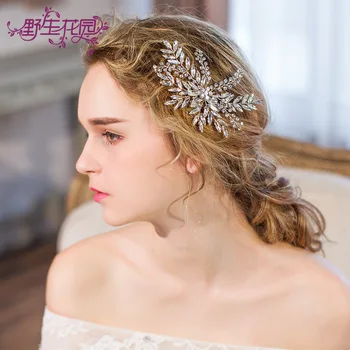 

J637 NPASON Bride Ornaments Marry Hairpin Pure Manual Make Wedding Dress Edge Clamp Concise Wedding Photo Studio Headwear