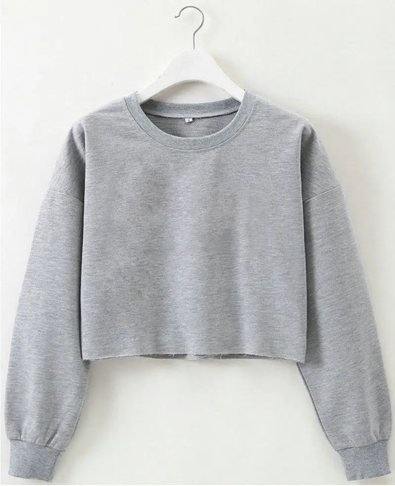 Womens Casual Long Sleeve Jumper Sweater Crop Top Pullover Tops