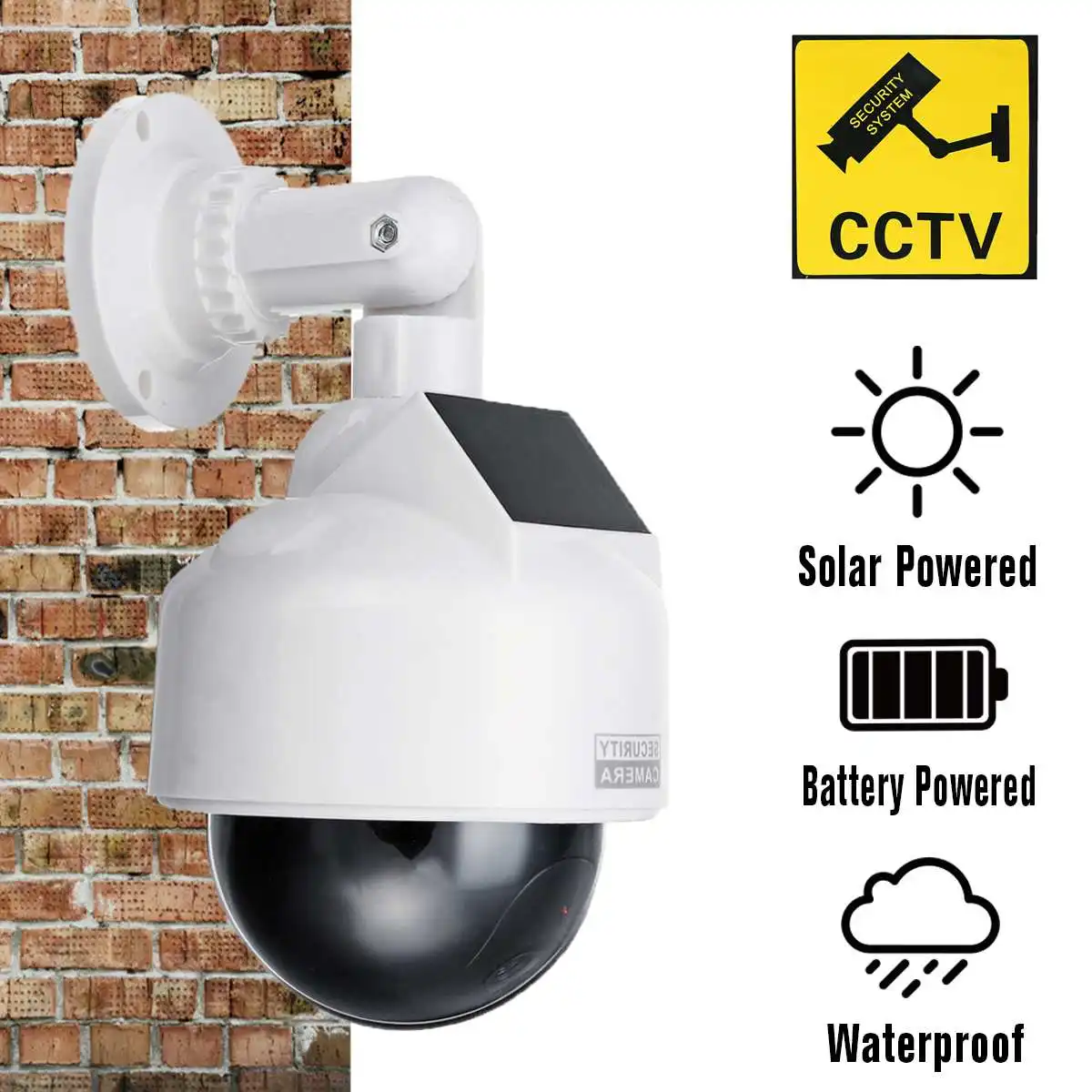 

Fake Camera Solar Power Outdoor Simulation Dummy Camera Waterproof Security CCTV Surveillance Bullet