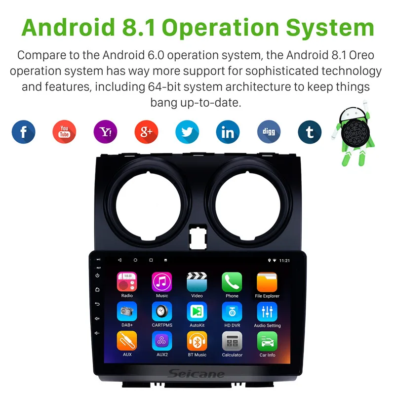Excellent Seicane Car Radio Multimedia Video Player Navigation GPS Android For 2005-2018 NISSAN Qashqai support Carplay DVR WIFI OBD2 DVR 1
