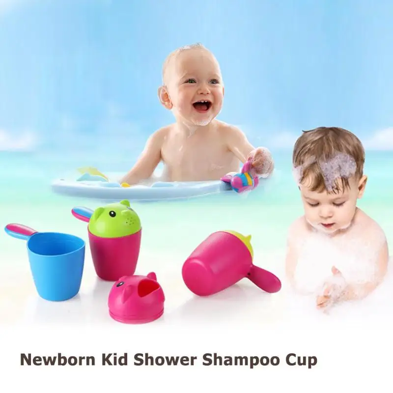 Cute Cartoon Washing Bathing Shower Cup Hair Cup Newborn Baby Shampoo Bailer Water Ladle Shower Toys For Children Bath Tool