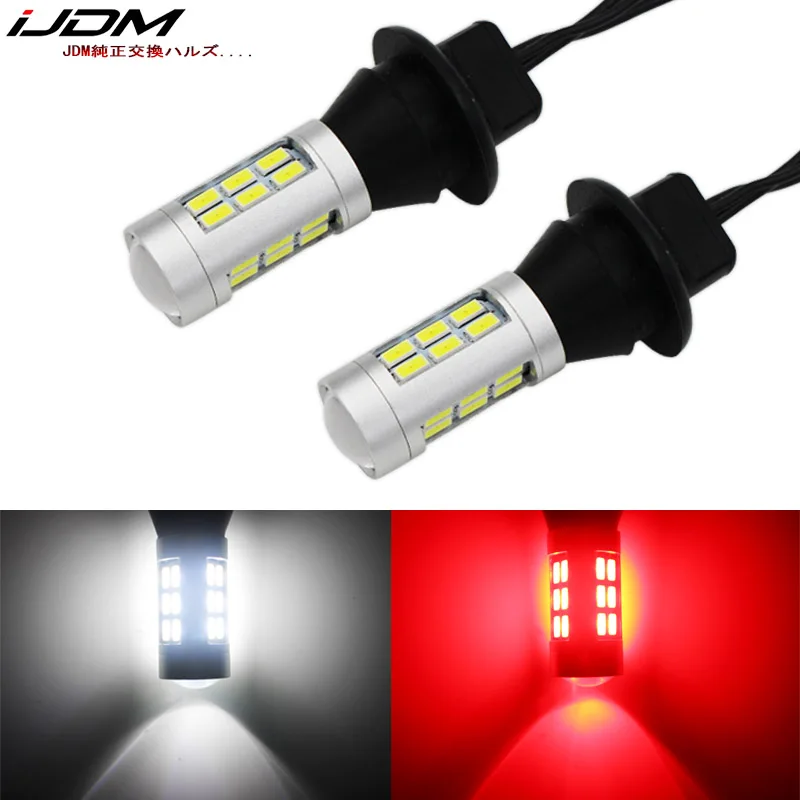 IJDM 7440 W21W T20 светодиодный белый/красный двухцветные 1156 P21W 7506 лампы для резервные