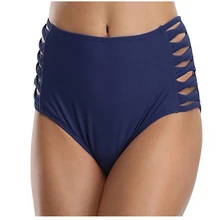 Летние Купальники женские полые бикини Нижняя Высокая талия хлопковые трусики женские бесшовные трусики Женские однотонные купальный костюм