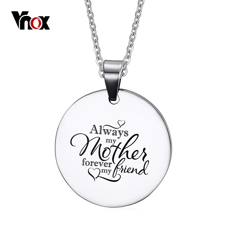 Vnox Free Customized Engraving Dog Tag Love Necklace for Mom Silver Color Stainless Steel Mother's Day Gift Colar Jewelry Vnox Free Customized Engraving Dog Tag Love Necklace for Mom Silver Color Stainless Steel Mother's Day Gift Colar Jewelry