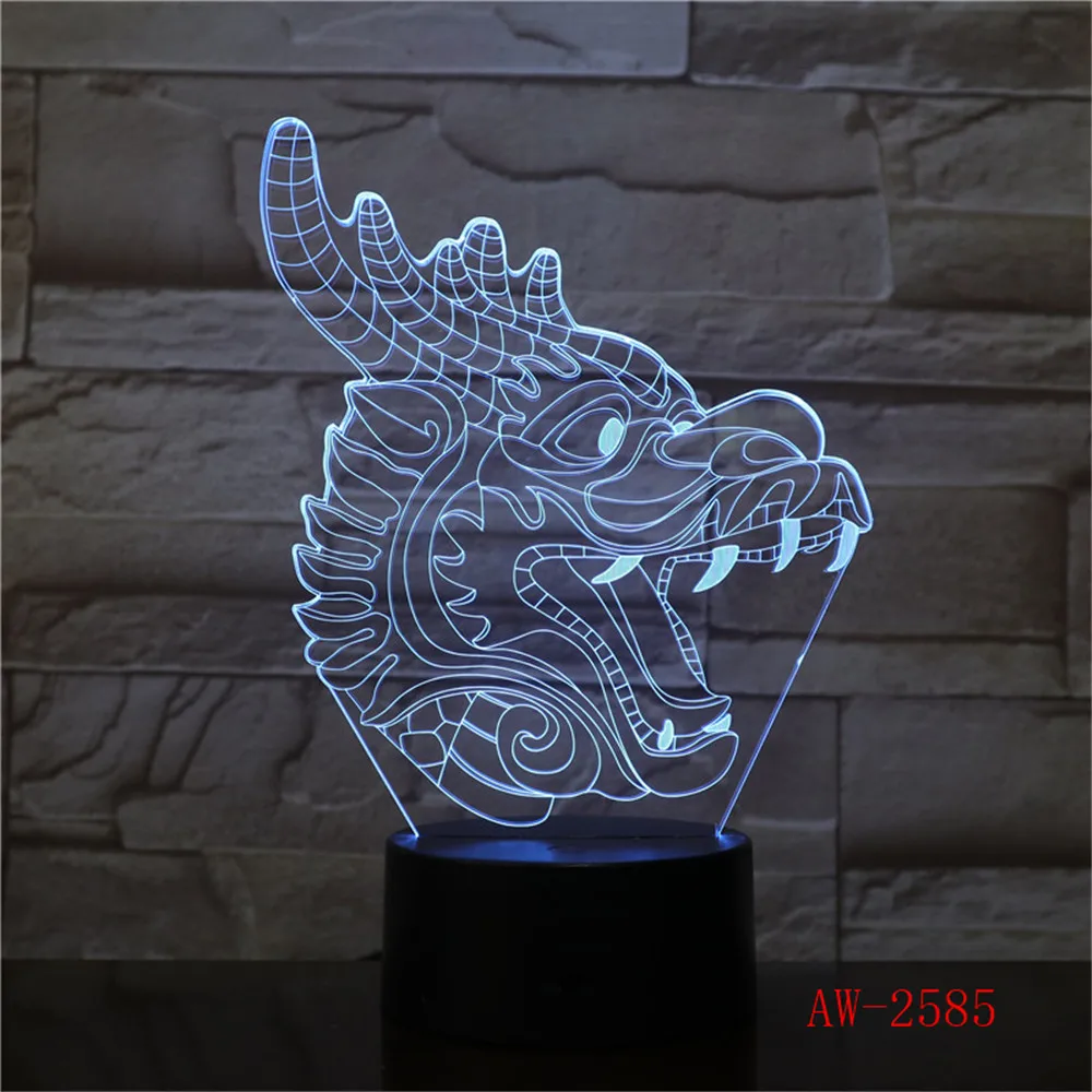 

Dragon 12 Zodiac 3D Night Light LED Luminaria Novelty Touch Table lamp 7 Colors Changing Desk USB Lamp Room Decor Lamp AW-2585