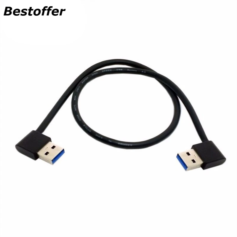 

20cm/50cm USB3.0 USB 3.0 Type A Male 90 Degree Left Angled to Right Angled Extension Cable Straight Connection