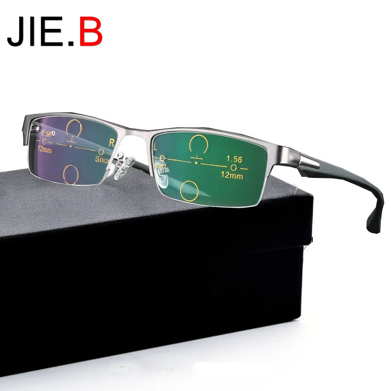 

JIE.B Progressive Multifocal glasses Photochromic reading glasses Flexible Temples Legs Half Frame Male Presbyopia