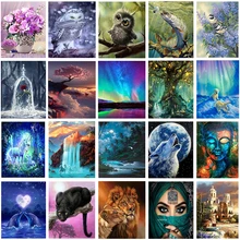 Домашний животный пейзаж, персонаж 5D, алмазная живопись, крест, набор, 20 узоров, настенная наклейка, мозаика, алмазная вышивка, картина