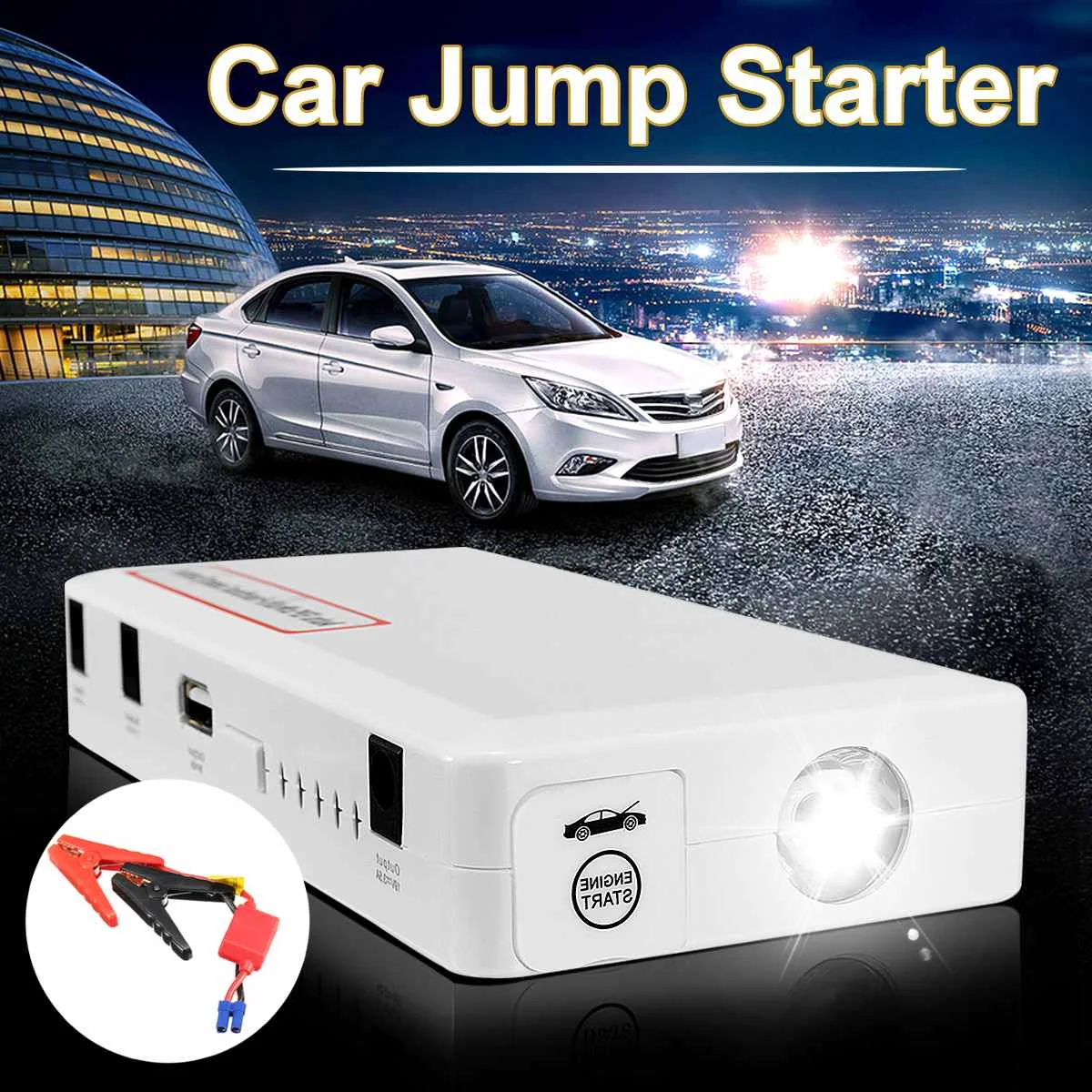 

30000mAh 2 USB Portable Car Jump Starter Vehicle Emergency Power Bank Multifunction Car Battery Booster Charger Starting Devices