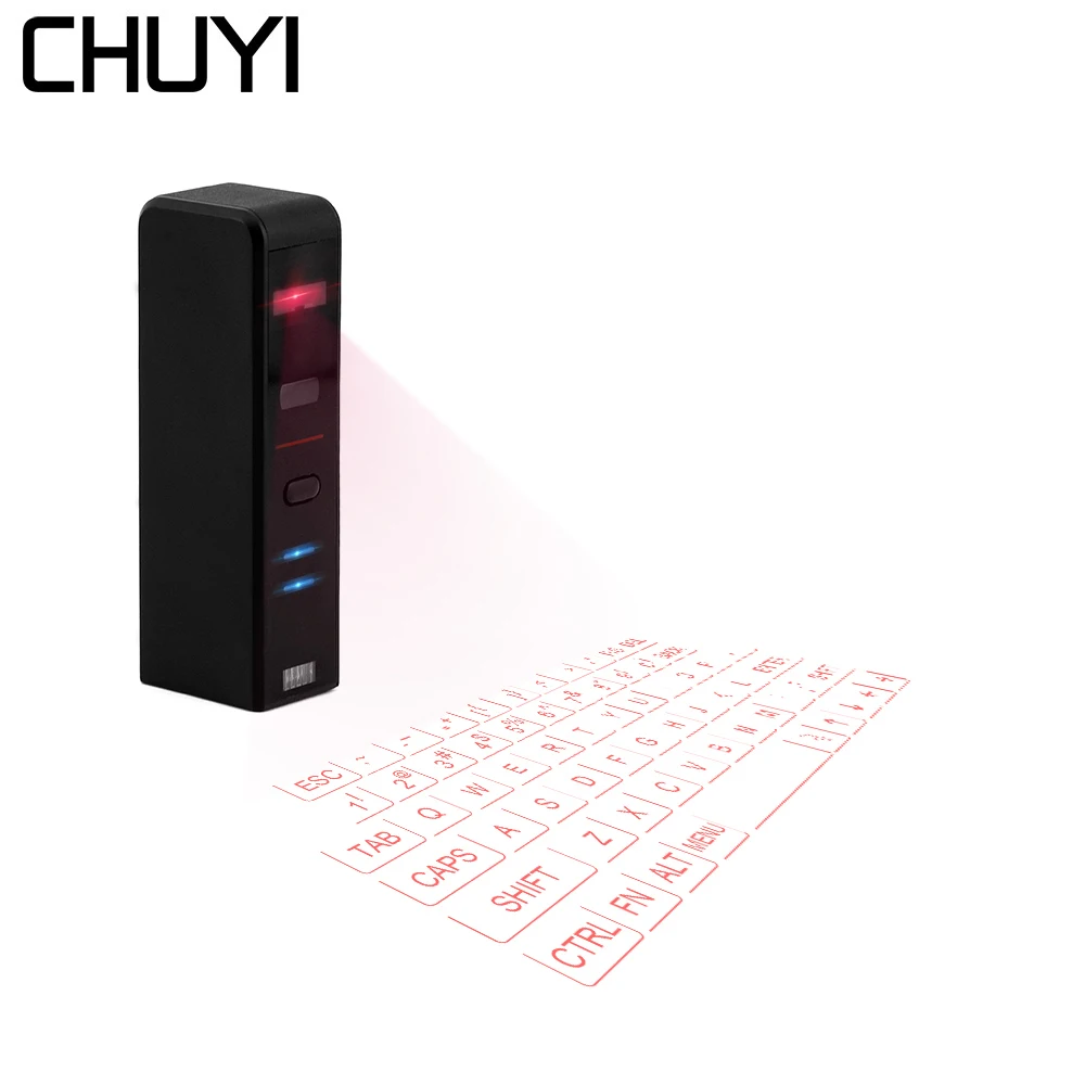 Беспроводная лазерная клавиатура CHUYI портативная Bluetooth с проекцией функцией мыши
