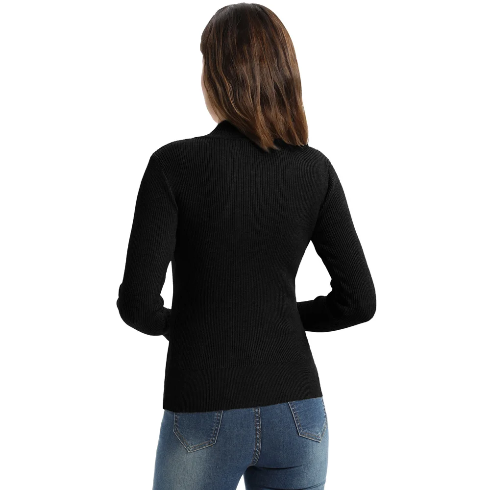 knitting sweater Women Spring Autumn classic Long Sleeve Stand Collar Zip-Up Knitwear Cardigan Coat jacket solid color slim tops