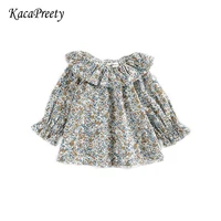 0-24m Girls Ruffles Shirt Cotton Long Sleeve Lace Blouse Infant Newborn Baby Tops Children Shirts Girls Clothing Spring Fall 1