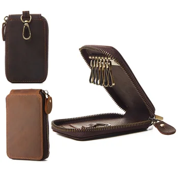 

2019 Real Cowhide Leather Key Holder Genuine Small Leather Goods Casual Fashion Key Case Holder for Men Women Key Organizer