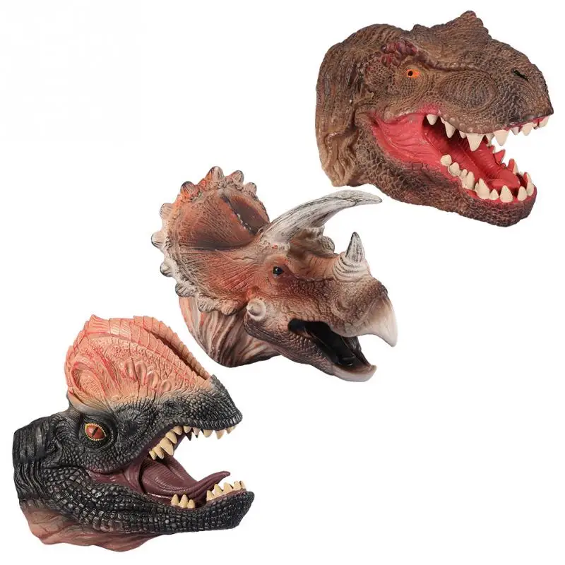 Рисунок головы, с рисунками животных, динозавр игрушки Юрского периода милые и забавные мягкие динозавр ручной кукол с тираннозаврами; ролевая игра для Детский подарок модель мира