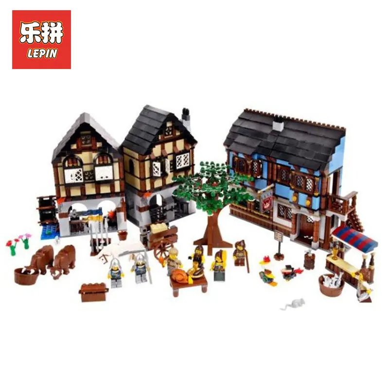 

Lepin 16011 1601pcs Castle Series Medieval Market Village Model Building Kits Blcoks Bricks Toys For Boys Legoinglys 10193