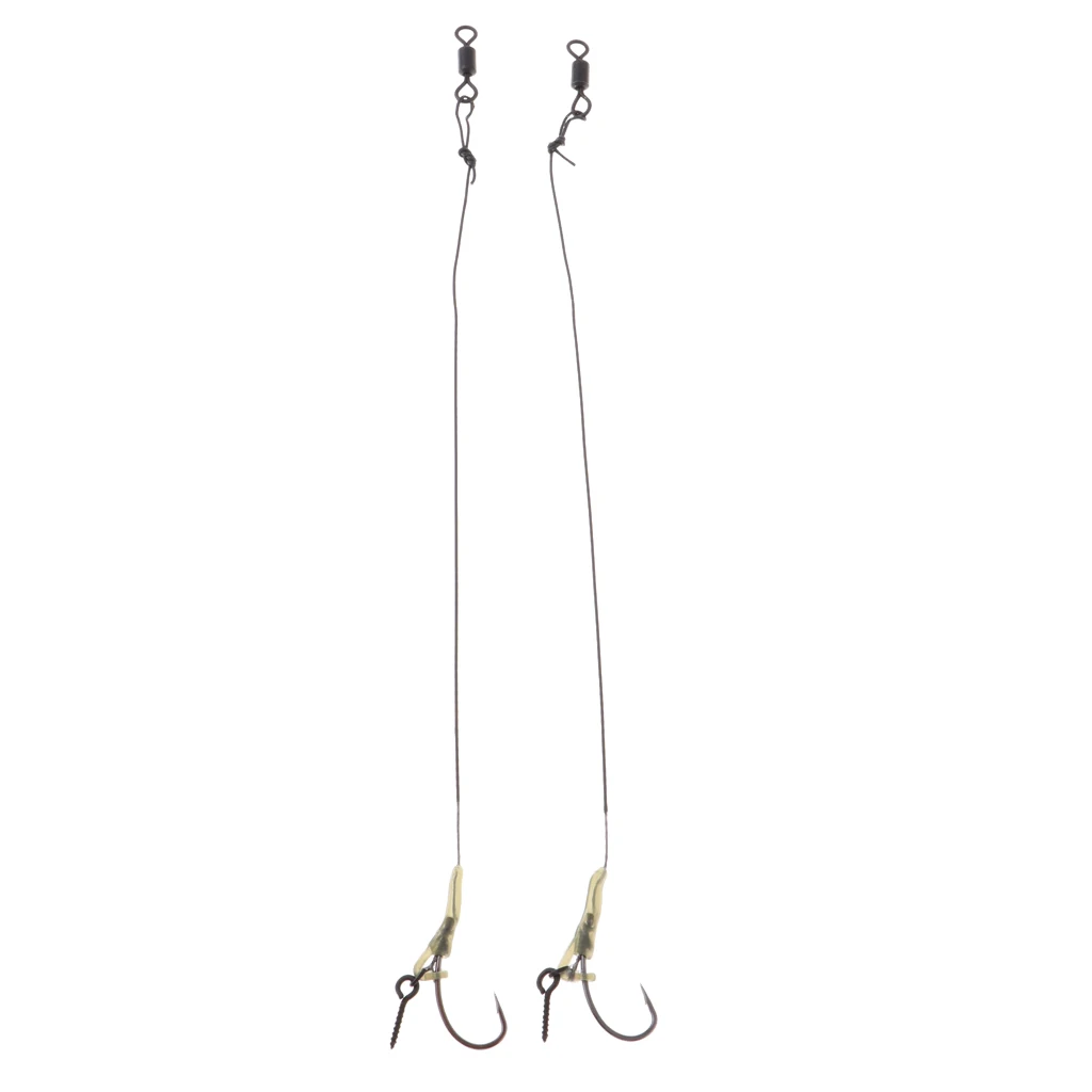 

2pcs 23 cm Carp Fishing Hair Rigs Carp Rigs with Braided Line Barbed Hook Swivel Fishing Terminal Tackle