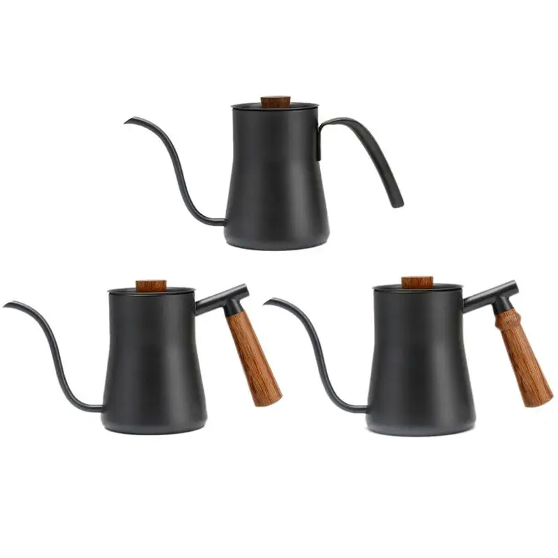 Wooden Handle Filter Coffee Pot Stainless Steel Long Mouth Thin Mouth Pot Teflon New Drip Pot Wooden Handle Filter Coffee Pot Stainless Steel Long Mouth Thin Mouth Pot Teflon New Drip Pot