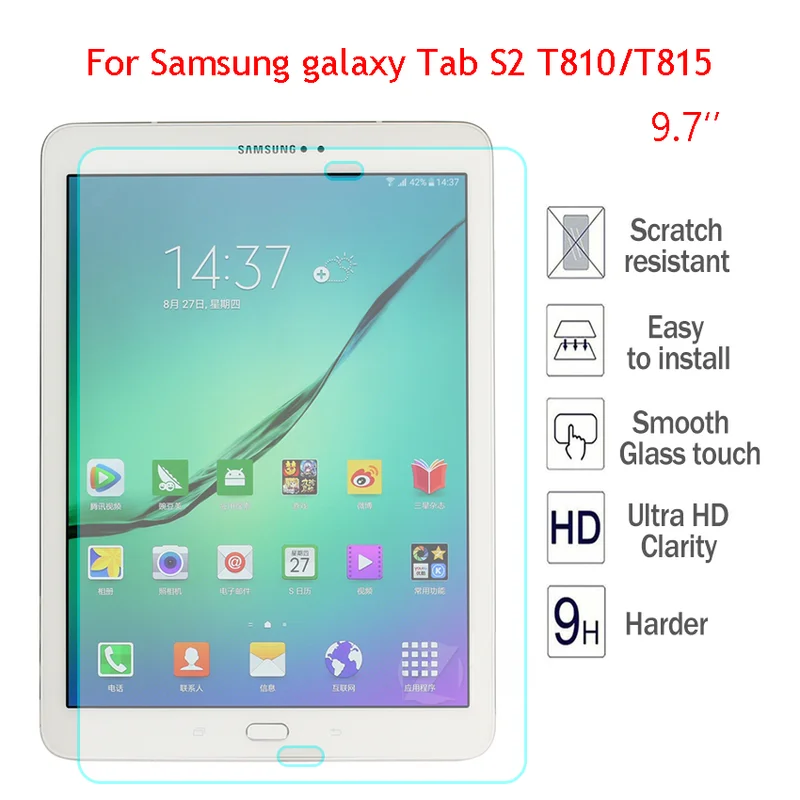 Tempered Glass For Samsung Galaxy Tab S2 9.7 Tablet Screen Protector T810 T815 9.7'' SM-T810 9H Explosion proof Hard Cover Film |
