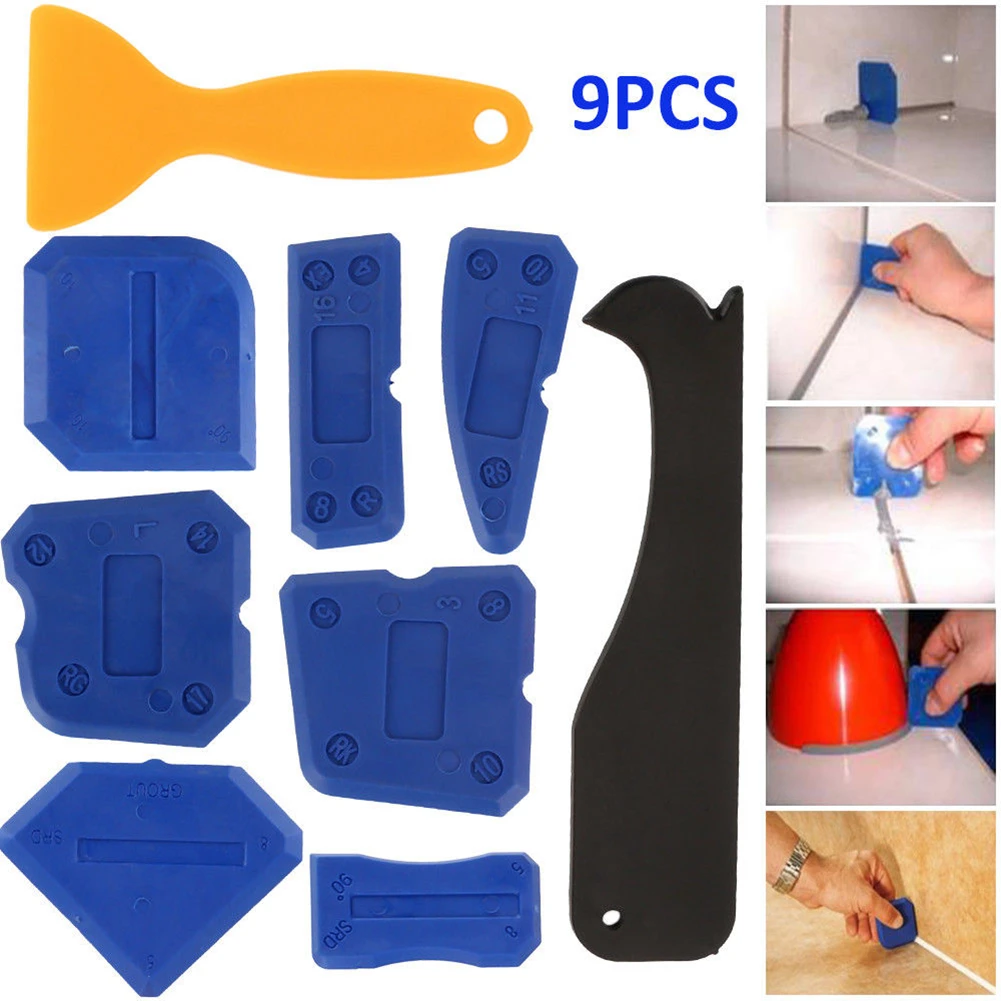 

9pcs Seamless Joints Cleaning Tool Set Caulk Sealant Shovel DIY Scraper Glue Remover Household Handheld Angle Corner
