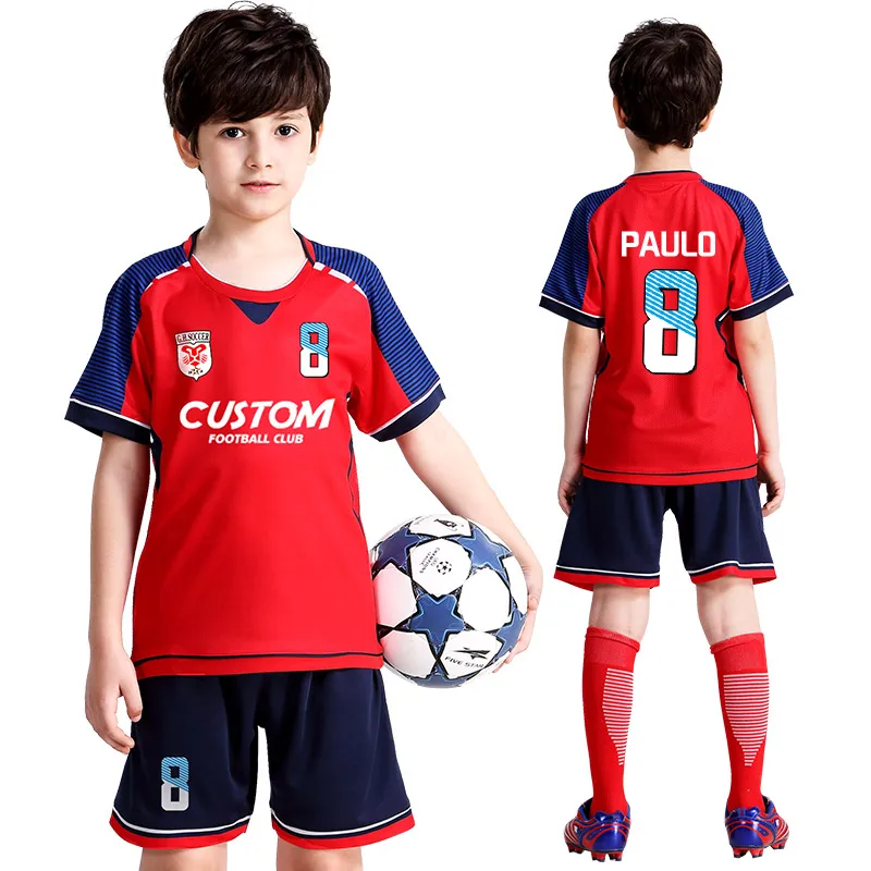 Custom Kids Football Jersey Set Personalized Soccer Uniforms for Youth Boys Sports Kit image 3