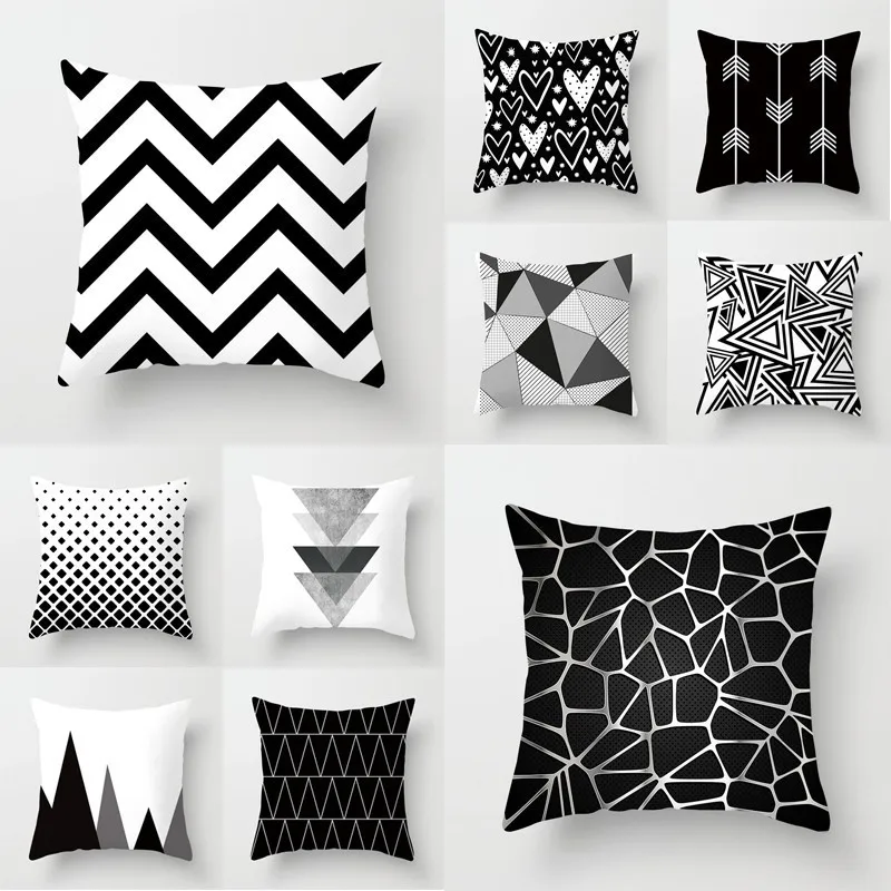 

Geometric Pillow Case Cushion Cover Home Decorative Black White Pillow Cover for Living Room Sofa Car Office