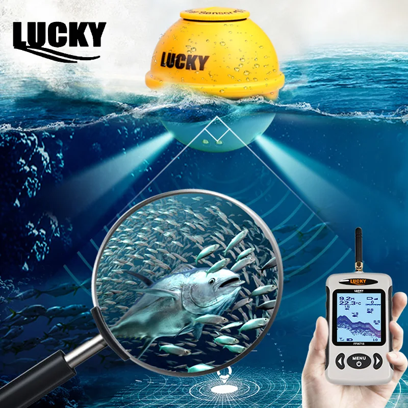 

Lucky Fishfinder Sonar Fish Fishing Finder Echo Sounder For Ice Fishing Depth finder for boat Russian Menu 135ft/45M FFW718LA