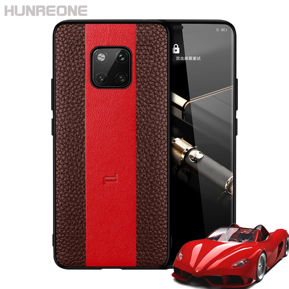 

Hunreone Luxury Car Design Genuine Leather Phone Case Cover For Huawei Mate 20 Pro Mate 20x Mate 20