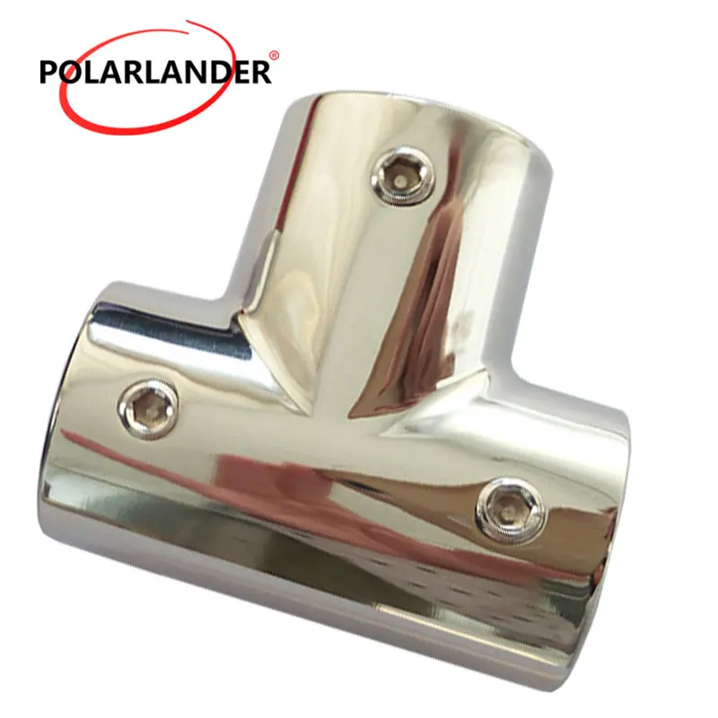 

1 PC 1'' 25mm 3 WAY 90 Degree Stainless Steel Tee Tube Rail Fittings Tube Hardware for Boat Marine Yacht