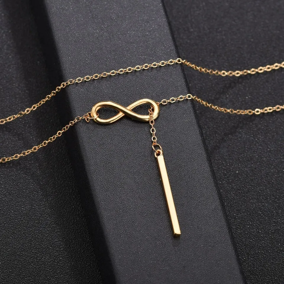 

Trendy Long Geometric Bowknot Pendant Women Custom Necklace Chain High Quality Classic Simple Women Wedding Necklace