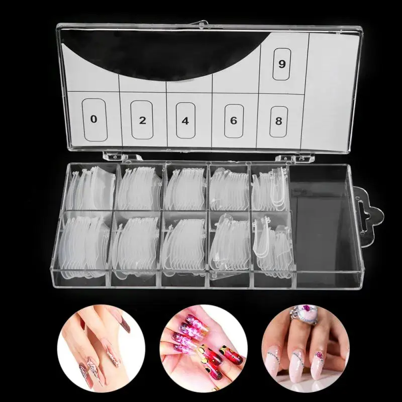 

100pcs Clear Nail Form Full Cover Quick Building Gel Mold Tips Nail Extension DIY Manicure Nails Accessoires Makeup Tools