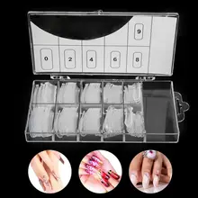 100 Pcs Bening Bentuk Kuku Penuh Menutupi Cepat Bangunan Gel Cetakan Tips Kuku DIY Manikur Kuku Aksesoris Alat Make Up(China)