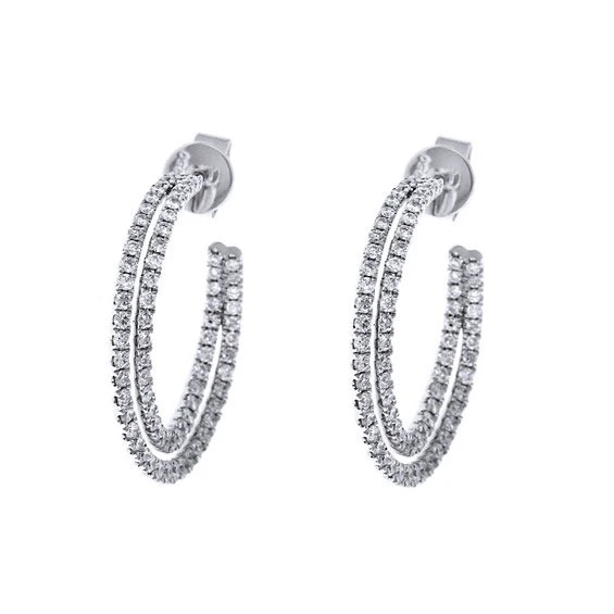 14 K White Gold Круглый Cut 1 32 карат D/VVS1 обруч серьги|Серьги| |