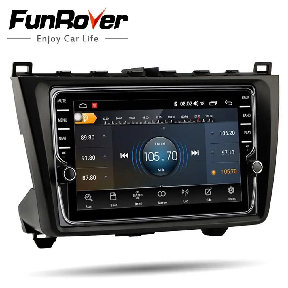 Best Funrover 8 core android 9.0 2 din car dvd player For Mazda 6 2008 2009 - 2014 2015 radio gps navigation 64G DSP SIM card slot BT 3