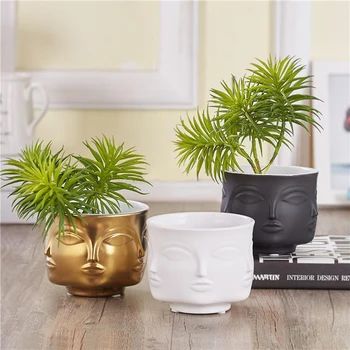 

White Nordic Ceramic Plant Pots Creative Art People Face Vase Planter Home Decor Crafts Room Garden Porcelain Bonsai Flowers Pot