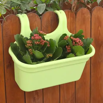 

Creative Wall Mounted Planter Flowerpot Home Garden Plastic Hanging Flower Pot Decor With Double Hooks (Green)