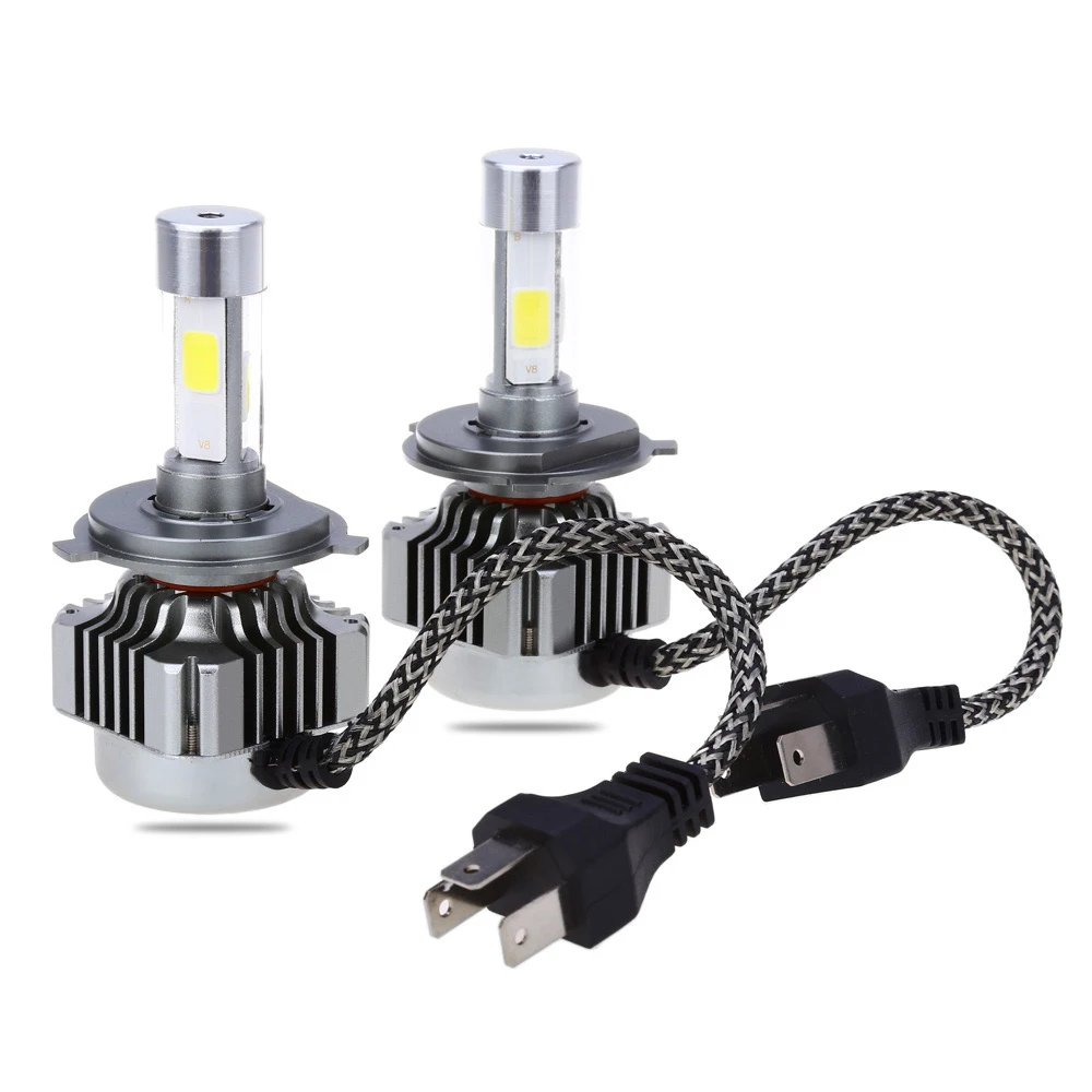 Clearance 2pcs H4 H13 Car LED Headlight 72W 9600LM 6000K Vehicle Bulb COB 4 Sides For 12V -24V Front Light | Автомобили и
