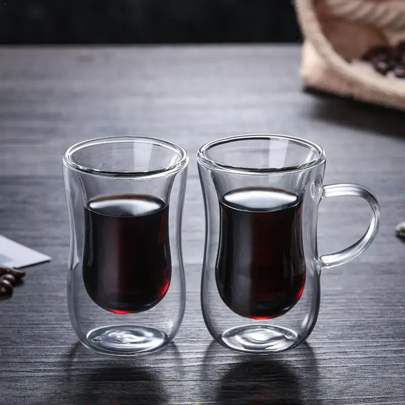

Innovative Double Wall Insulated Glass Cup Heat-resistant Glass Handle For Tea Coffee Latte Espresso Iced Tea Dishwasher Mugs