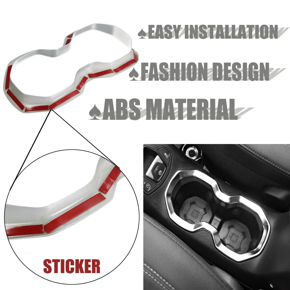 

Chrome Inner Water Cup Holder Cover trim frame for Jeep Renegade 2015 2016 2017 Cover Styling Accessories Interior Decoration