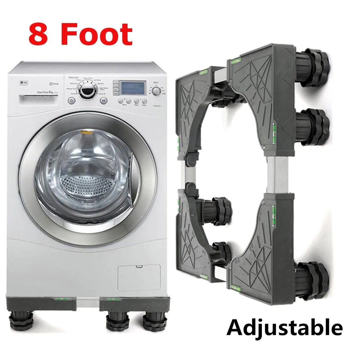 

8/4 Foot Stainless Steel Adjustable Washing Machine Refrigerator Undercarriage Bracket Base Stand Holder Rack Floor Stand New