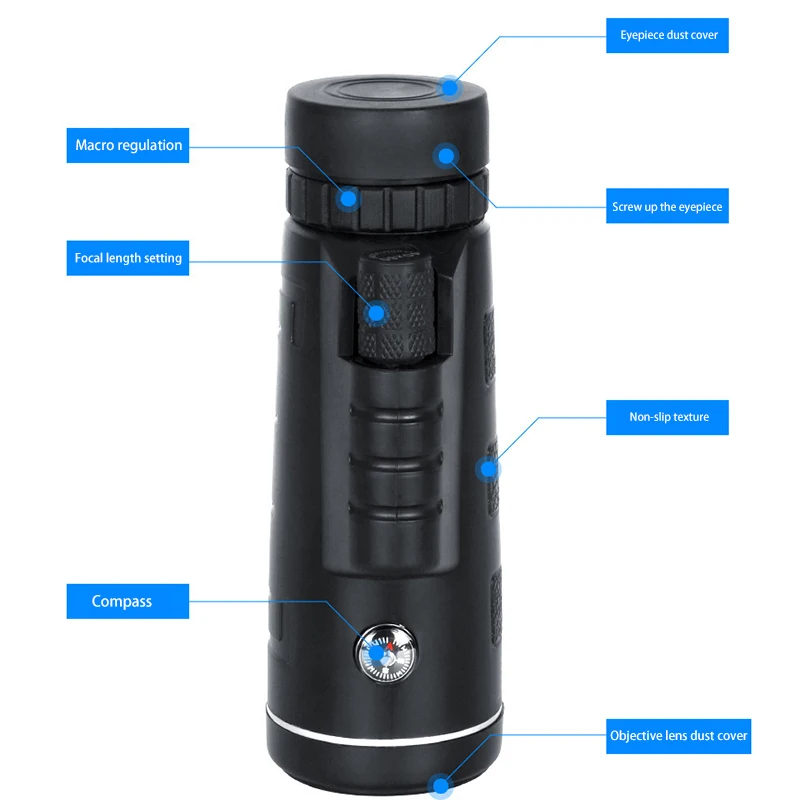 Skup 40X60 Zoom monokularowy teleskop zakres dla Smartphone iPhone Xiaomi aparat Camping piesze wycieczki wędkowanie z kompasem klips do telefonu statyw