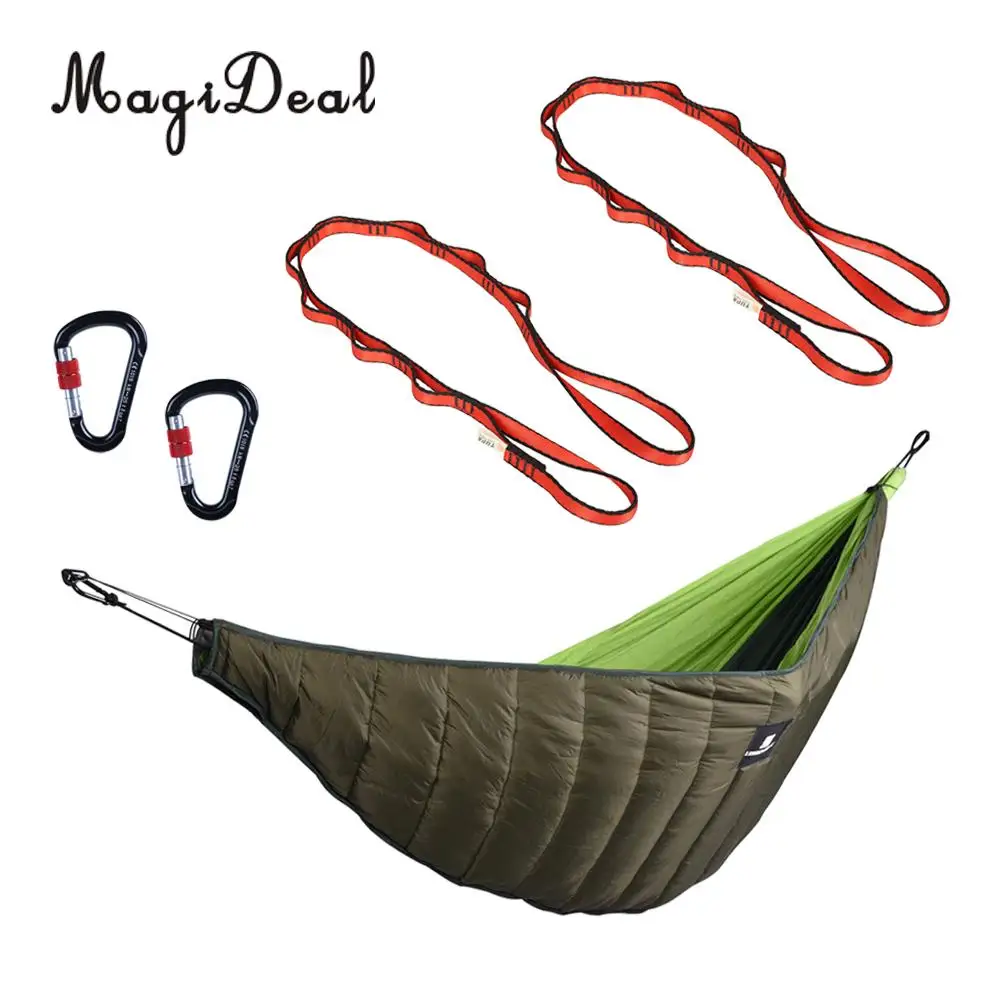 

25KN Outdoor Camping Hammock Underquilt with 2 Spring Snap Hooks + 2 Hammock Straps 150cm for Travell Picnic Accessory