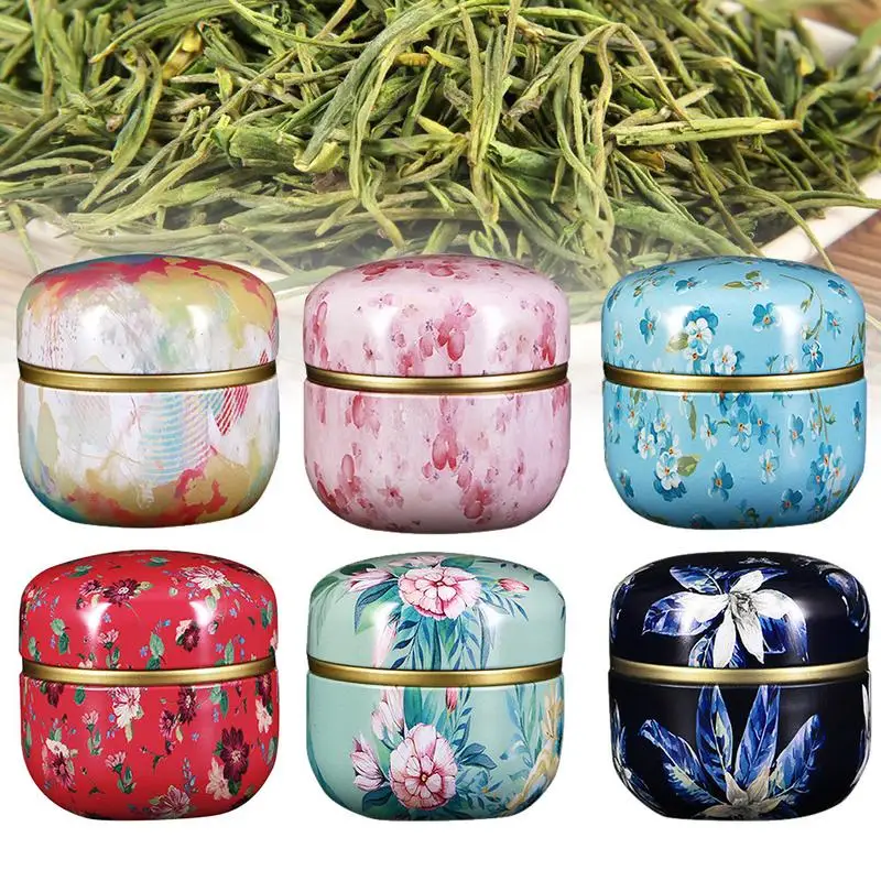 

Mini Metal Tea Caddy Tinplate Can Universal Sealed Storage Cookies Portable Eco-Friendly Odorless Travel Round Iron Box 6 Colors