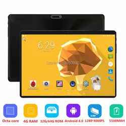 10-дюймовый планшет Octa Core 3g 4G FDD LTE 4 Гб ОЗУ 64 Гб ПЗУ планшет с двойной камерой 10 10,1 Google Android 8,0 планшет wifi Bluetooth gps