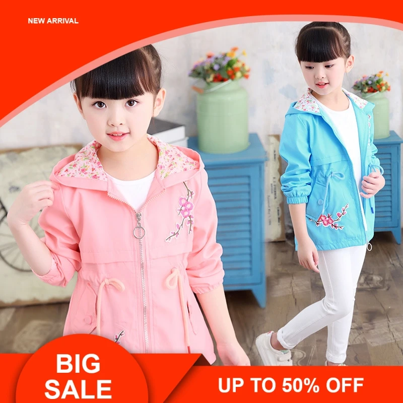 

Baby Girl Clothes 2019 Autumn New Children's Sets Clothing Girls Peach Windbreaker Big Child Windbreaker Hooded Coat For Girl