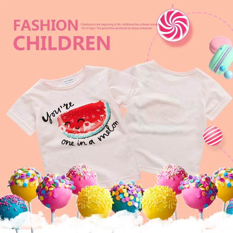 

Summer Baby Girls Watermelon Printed T Shirts Loose Short Sleeve T-shirt For Kids Fruit Printed Tshirt Girl Casual Tops