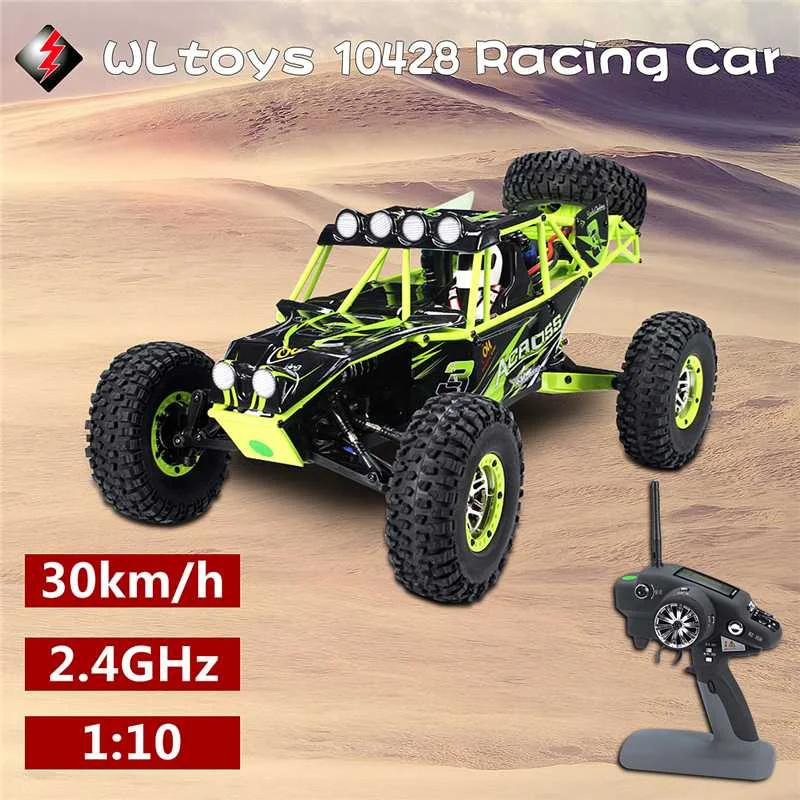 

WLtoys 10428 1/10 2.4G 4CH 4WD RC Car MODE2 540 Brushed Motor Rawler Green Remote Control Car & LED Light for Boys Gifts