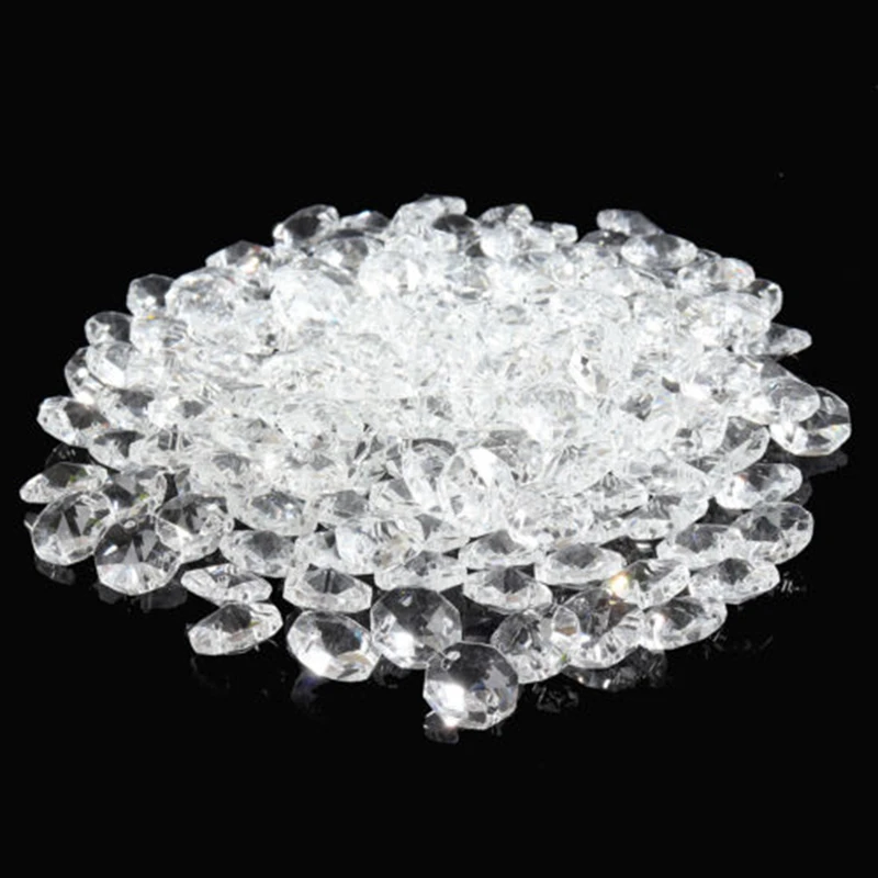 200 шт. прозрачные кристаллы для люстры призмы восьмиугольник бусины Свадебный декор дома 14 мм Новый