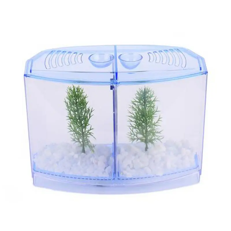 

LED Light Aquarium Acrylic Three Zones Triple Curved Isolation Hatch Mini Fishing Tank For Goldfish Betta Small Tropical Fish