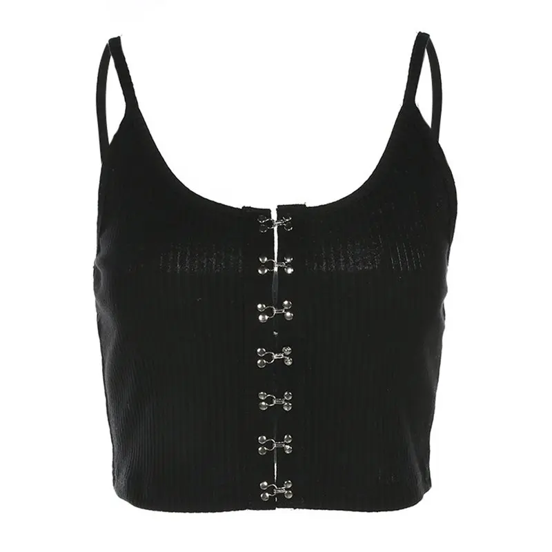 

Summer Gothic Tank Top Women Black Sexy Camis Tops Casual Streetwear Fashion Brand Goth Slim Backless Ladies Knitted Crop Top